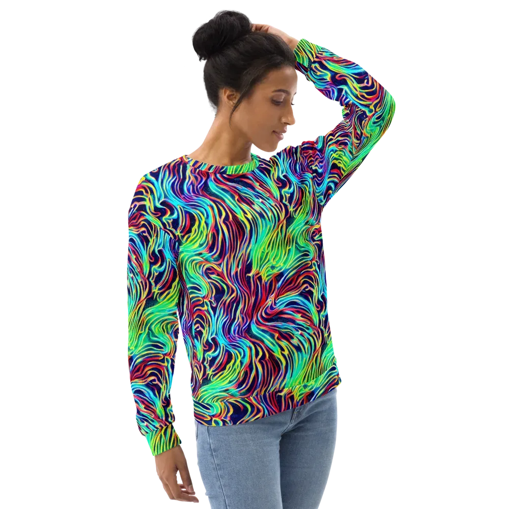 Cobalt Ribbon Reef on Sweatshirt — Right Front