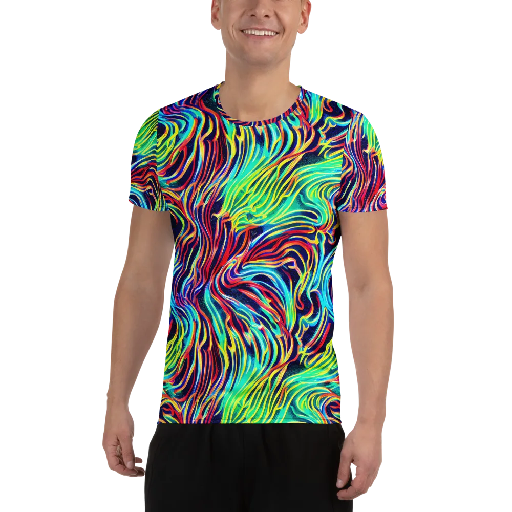 Cobalt Ribbon Reef on Men's Athletic T-Shirt — Front