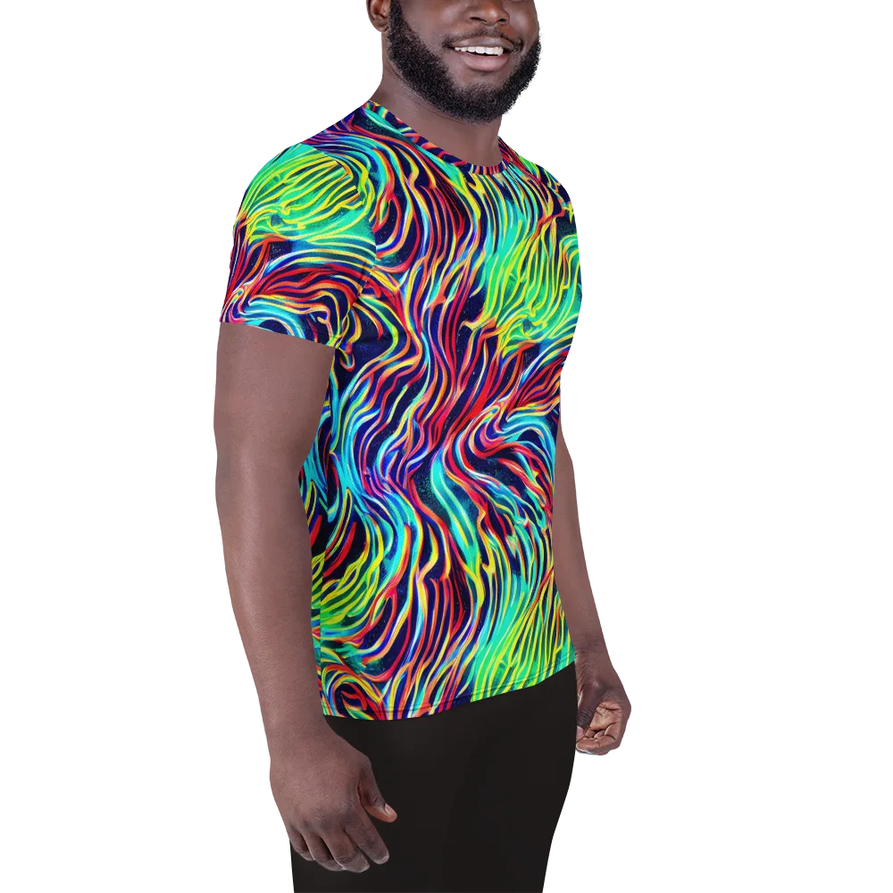 Cobalt Ribbon Reef on Men's Athletic T-Shirt — Right