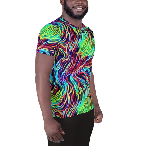 Cobalt Ribbon Reef on a Men's Athletic T-Shirt