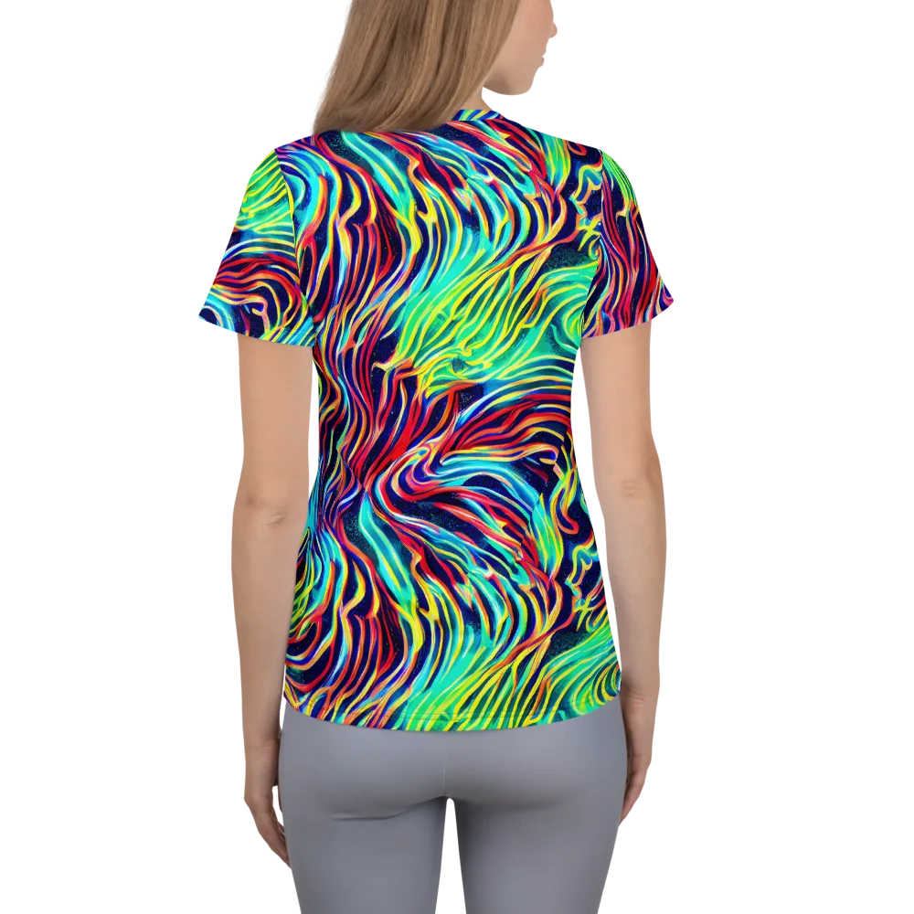 Cobalt Ribbon Reef on Women's Athletic T-Shirt — Back