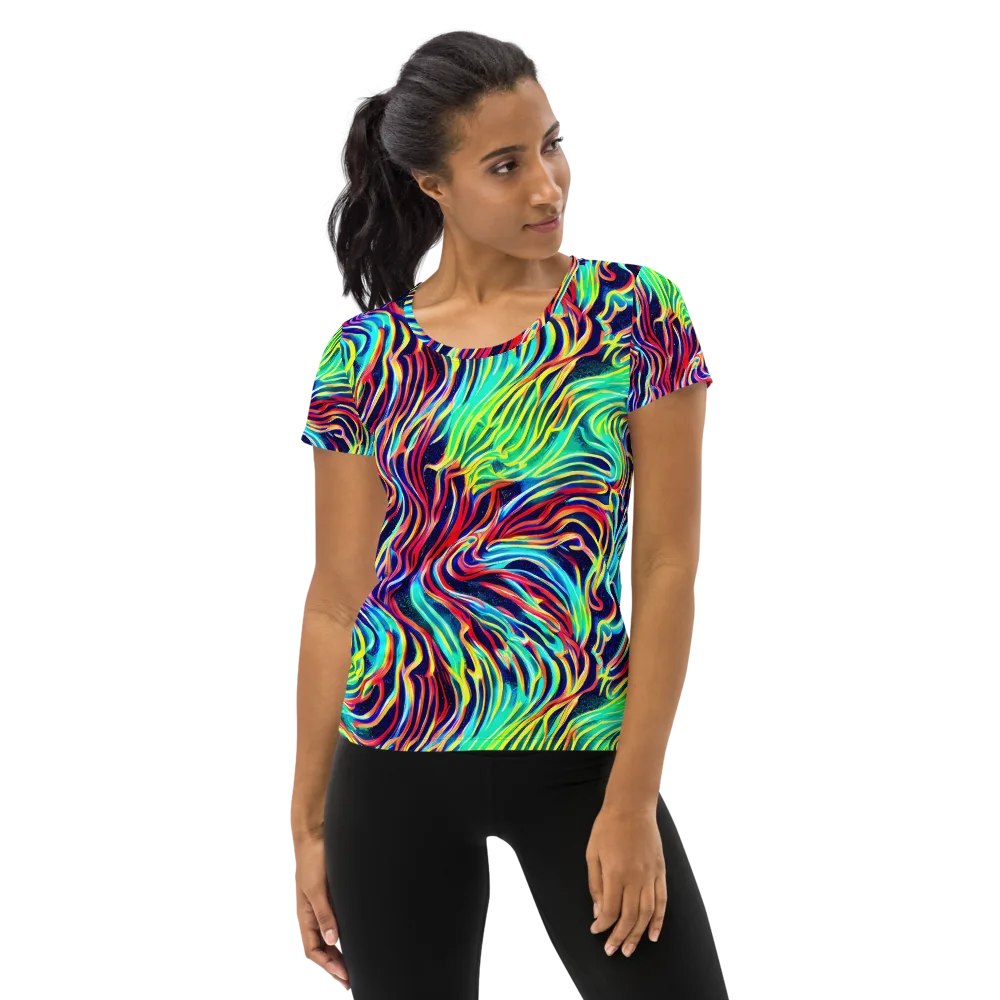 Cobalt Ribbon Reef on Women's Athletic T-Shirt — Front