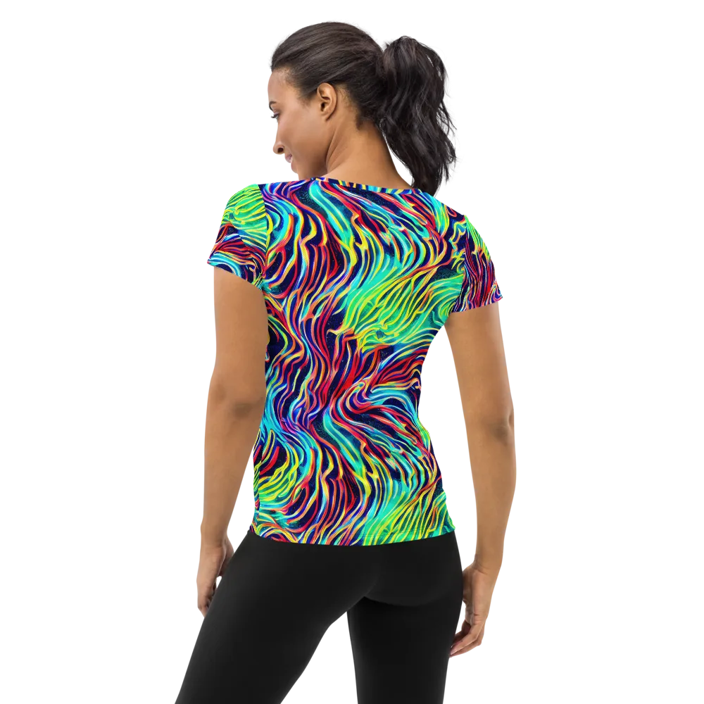 Cobalt Ribbon Reef on Women's Athletic T-Shirt — Back