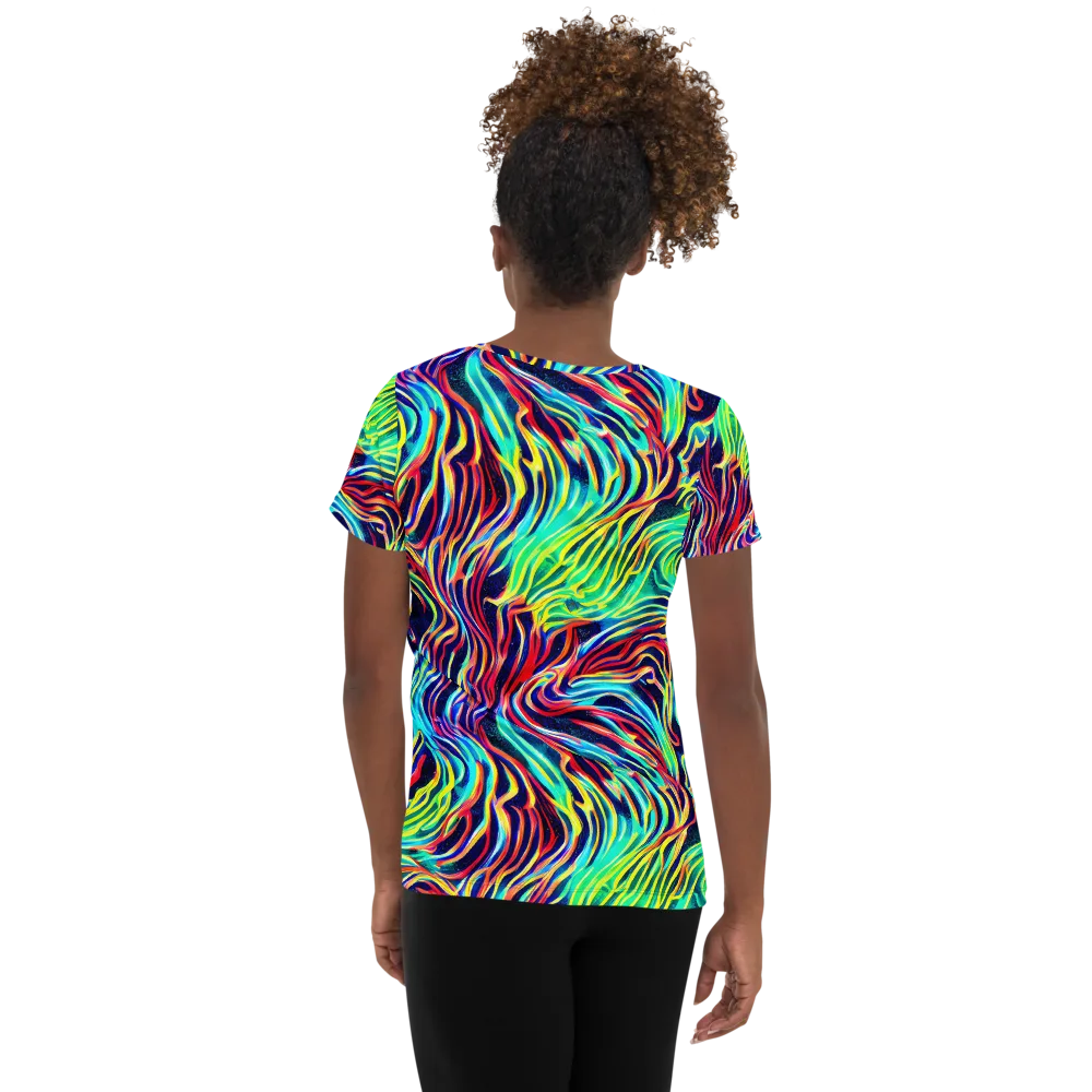 Cobalt Ribbon Reef on Women's Athletic T-Shirt — Back