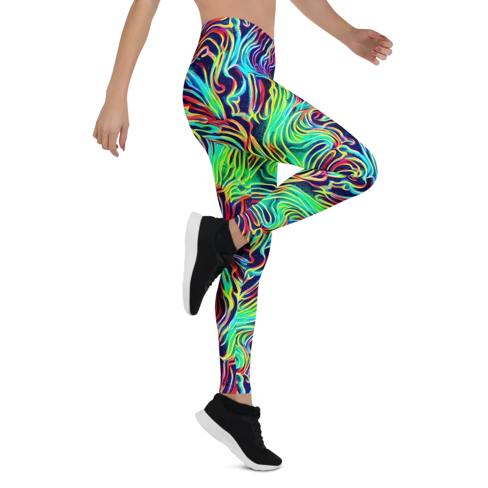 Cobalt Ribbon Reef on Leggings — Right