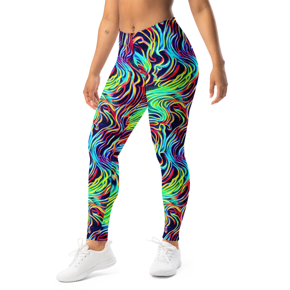 Cobalt Ribbon Reef on Leggings — Left Front