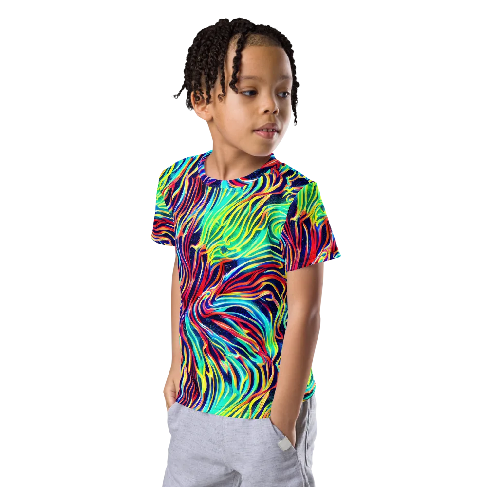 Cobalt Ribbon Reef on Kids Crew Neck T-Shirt — Left Front