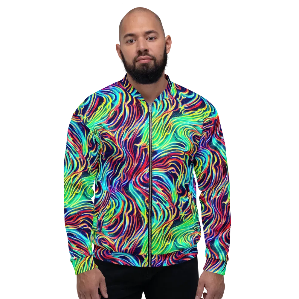 Cobalt Ribbon Reef on Bomber Jacket — Front