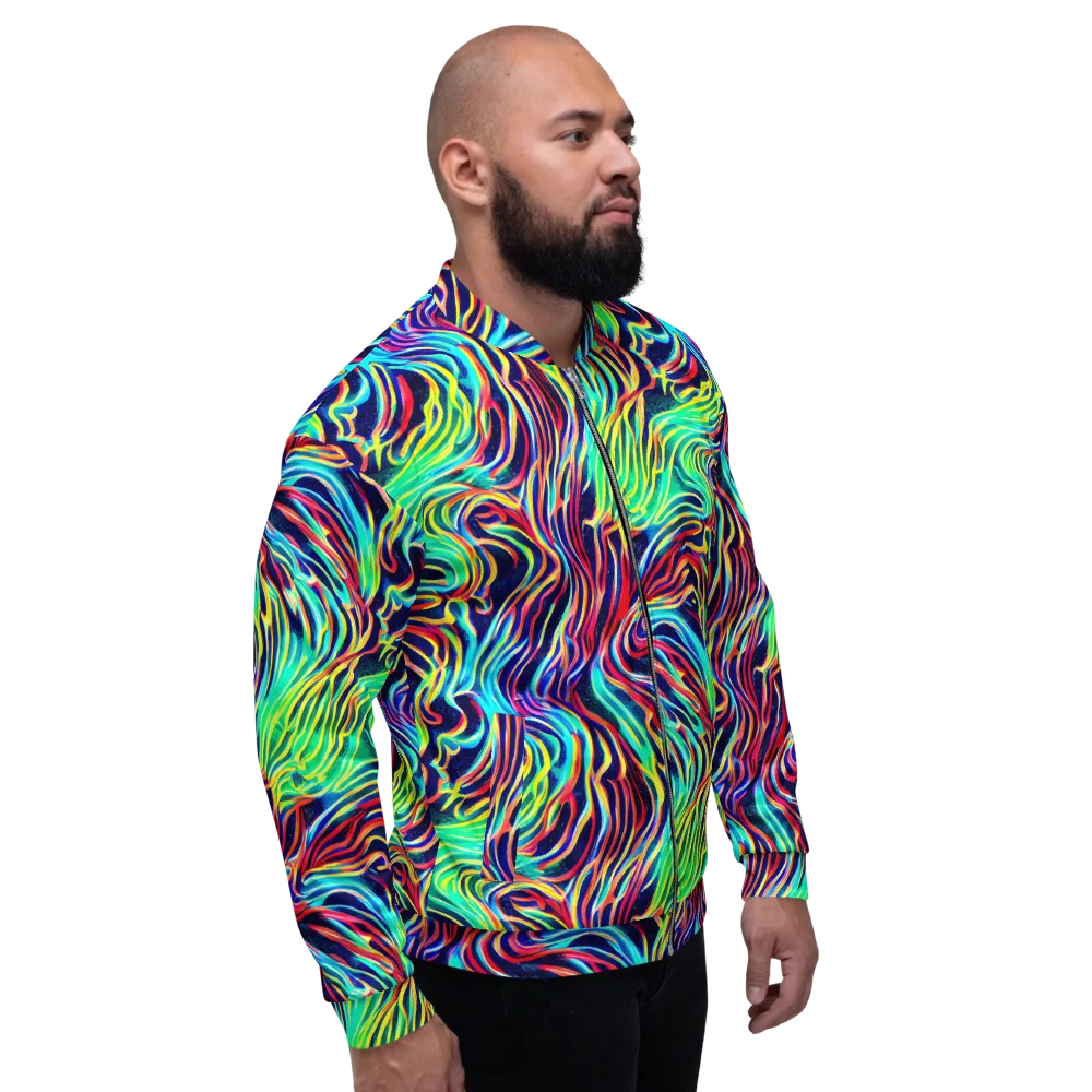 Cobalt Ribbon Reef on Bomber Jacket — Right