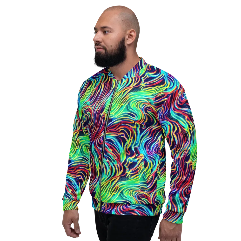 Cobalt Ribbon Reef on Bomber Jacket — Left