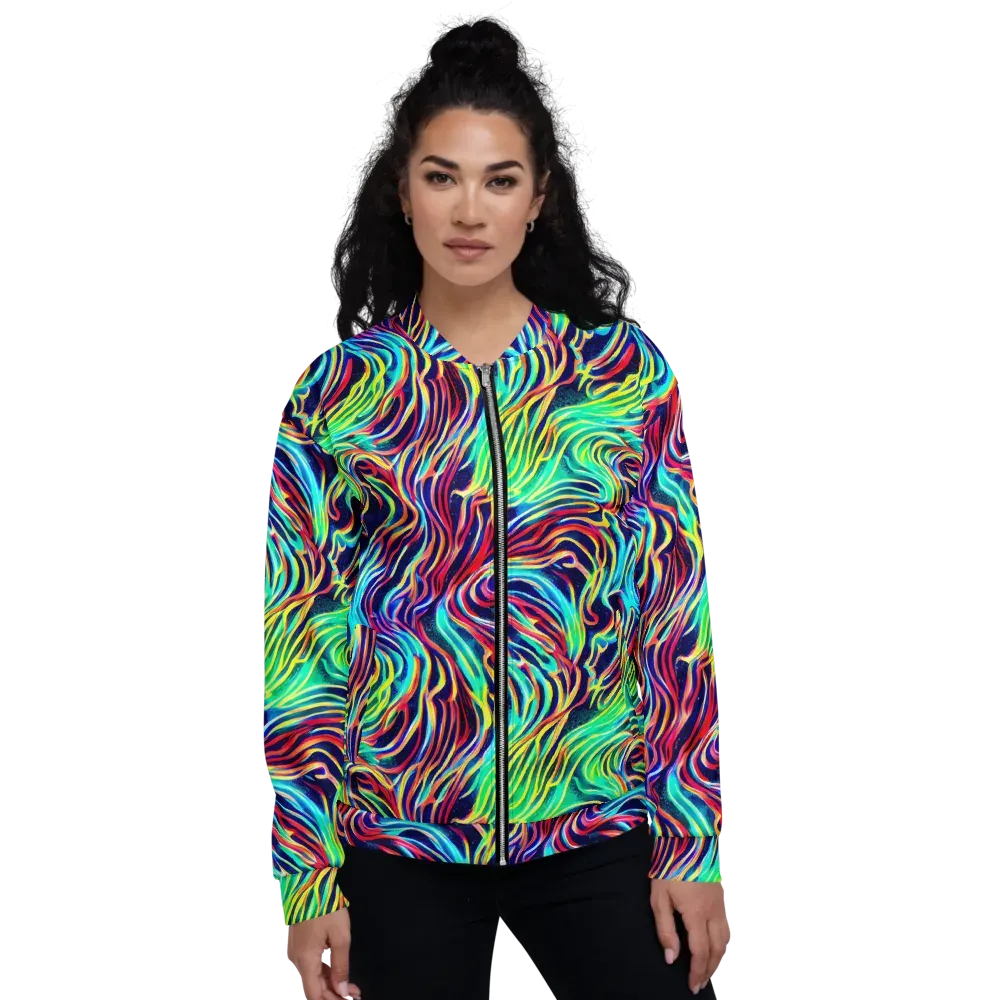Cobalt Ribbon Reef on Bomber Jacket — Front