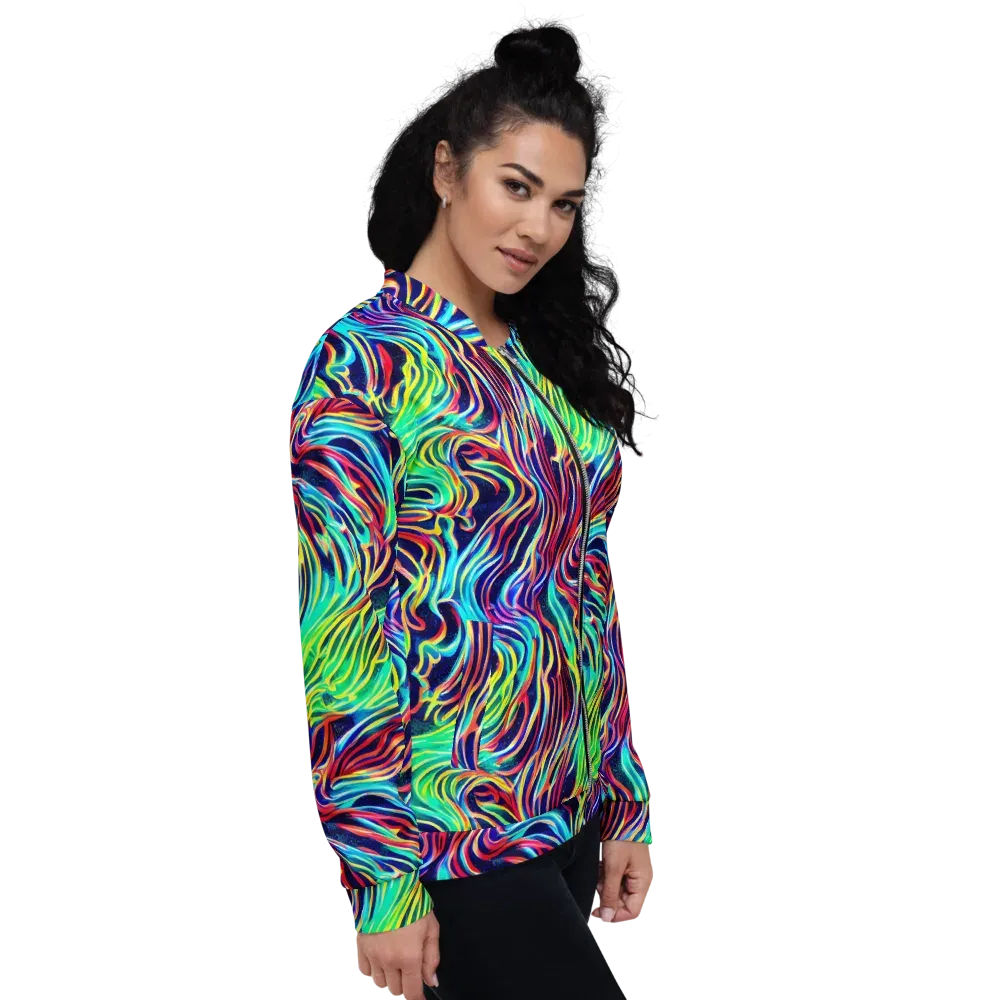 Cobalt Ribbon Reef on Bomber Jacket — Right