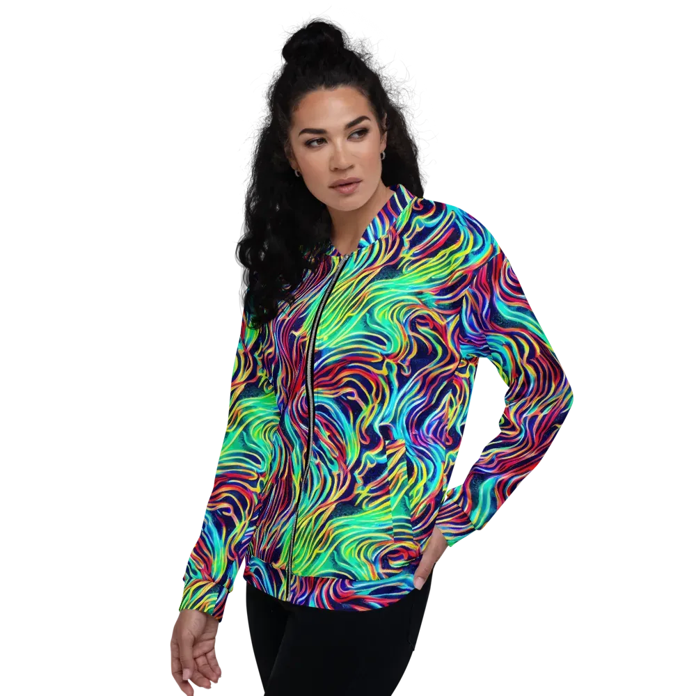 Cobalt Ribbon Reef on Bomber Jacket — Left