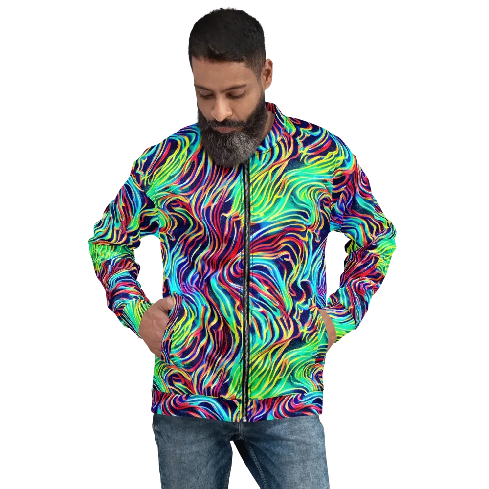 Cobalt Ribbon Reef on Bomber Jacket — Front