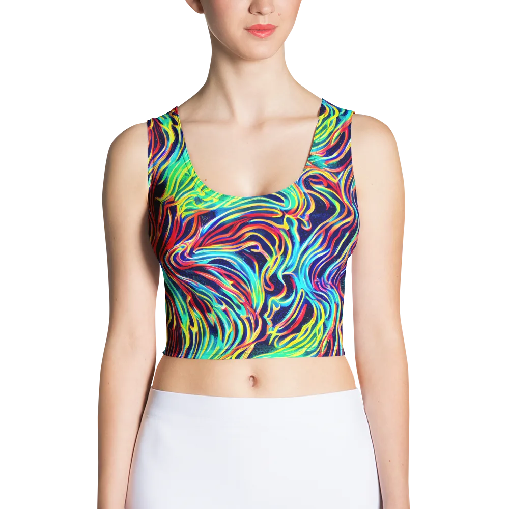 Cobalt Ribbon Reef on Crop Top — Front