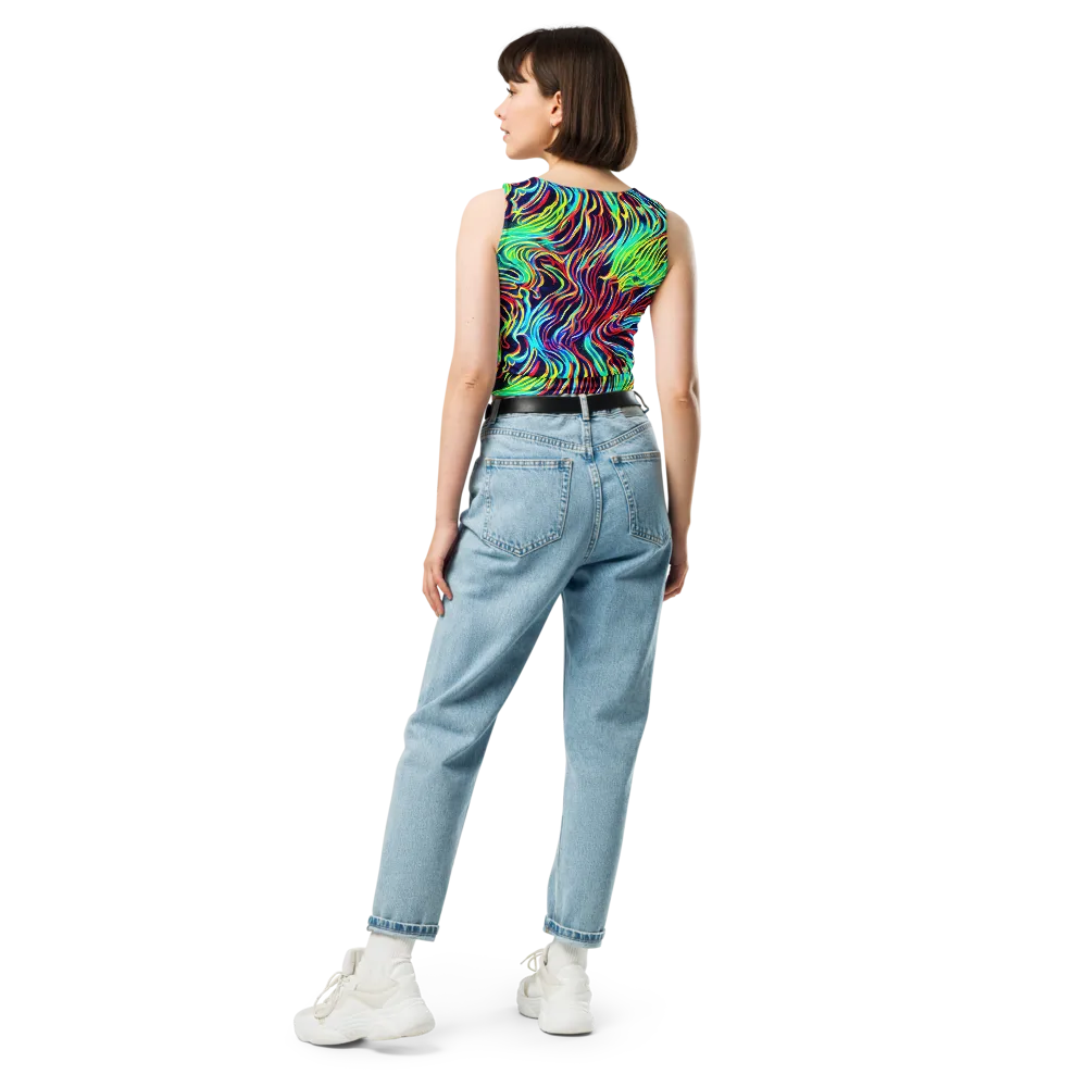 Cobalt Ribbon Reef on Crop Top — Back