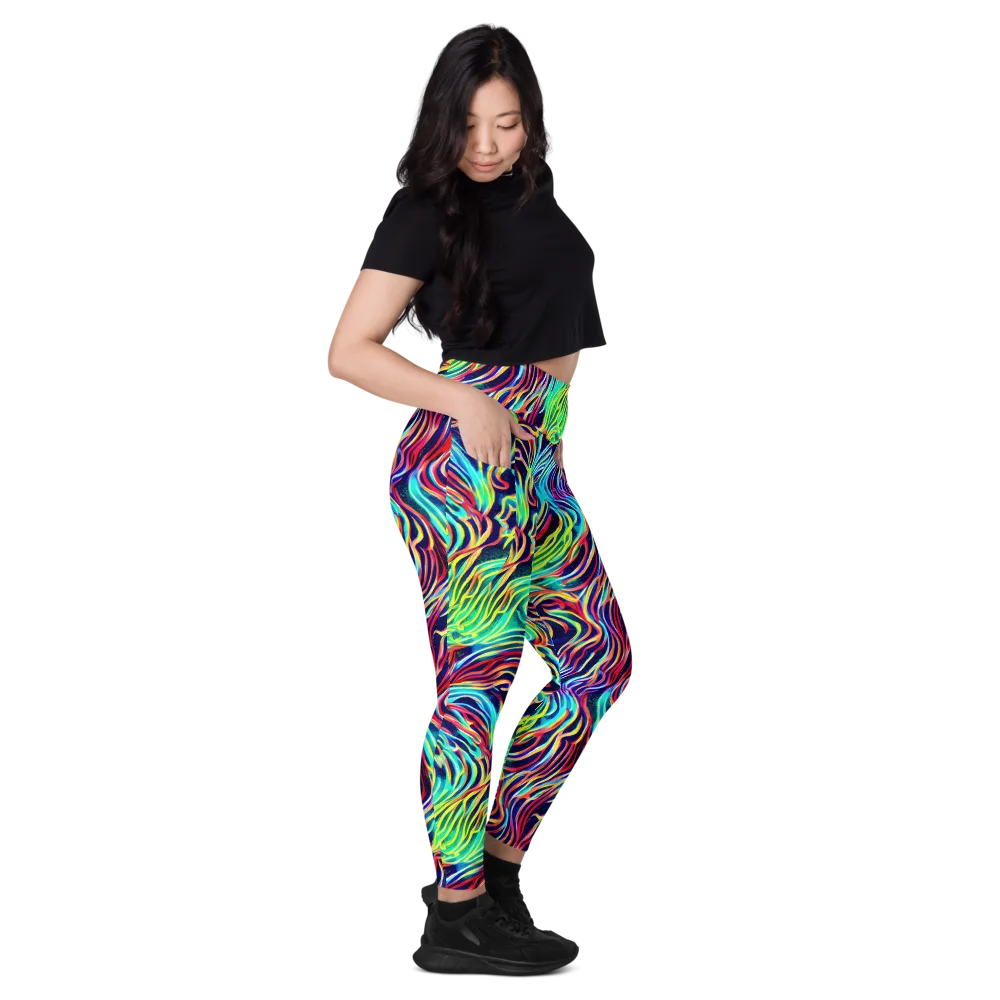 Cobalt Ribbon Reef on Leggings with Pockets — Right