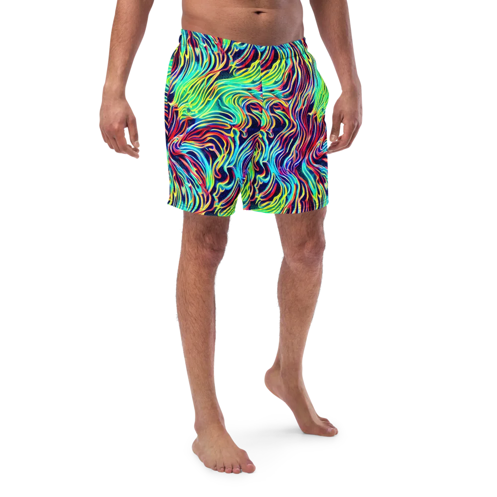 Cobalt Ribbon Reef on Swim Trunks — Front