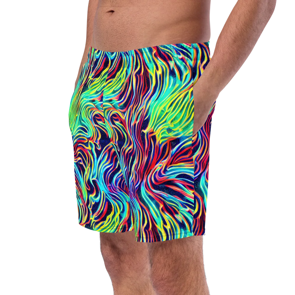 Cobalt Ribbon Reef on Swim Trunks — Left Front