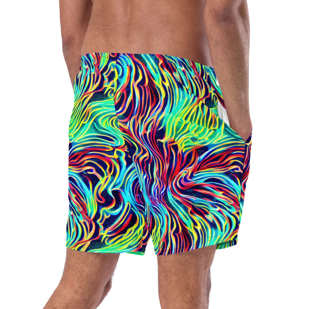 Cobalt Ribbon Reef on Swim Trunks — Right Back