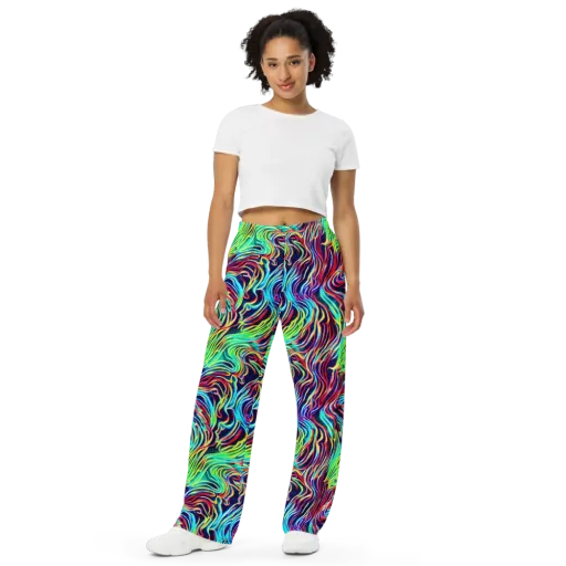 Cobalt Ribbon Reef on a Wide-Leg Pants