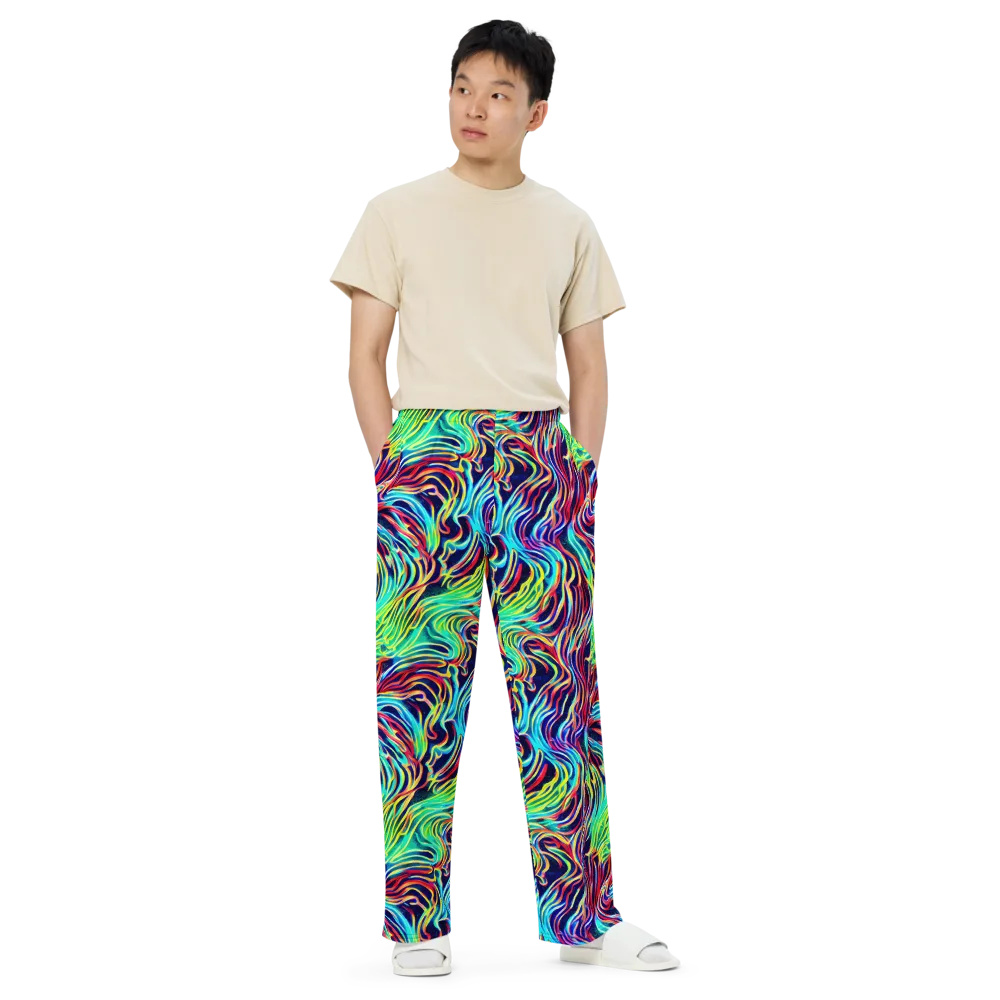 Cobalt Ribbon Reef on Wide-Leg Pants — Front