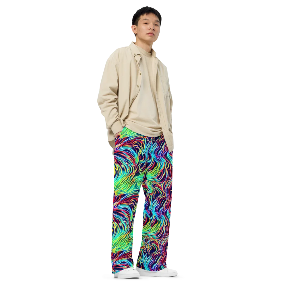 Cobalt Ribbon Reef on Wide-Leg Pants — Right Front