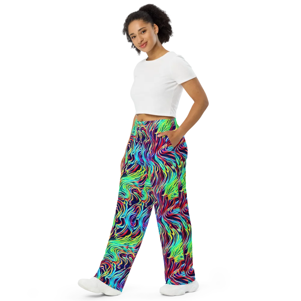 Cobalt Ribbon Reef on Wide-Leg Pants — Left Front