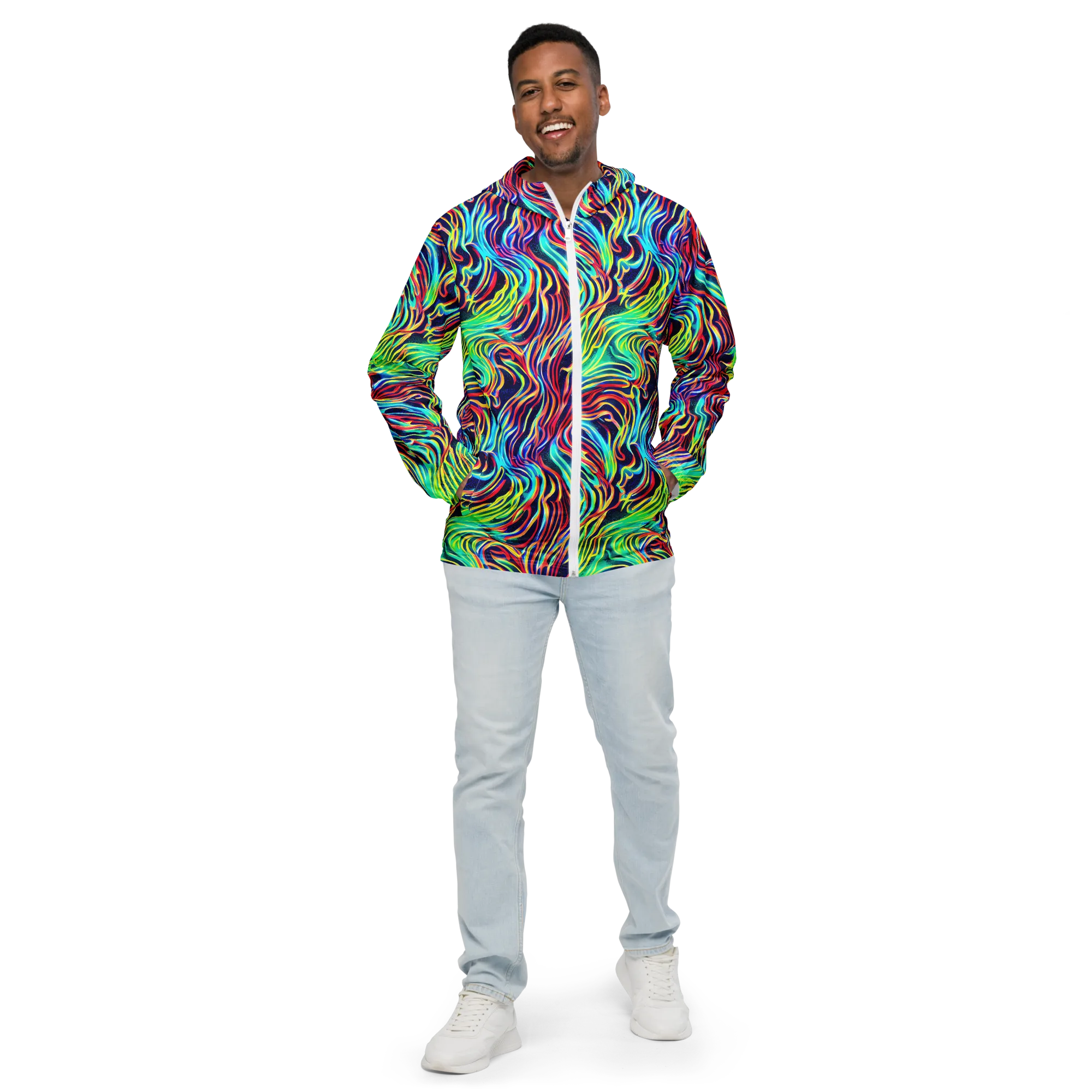 Cobalt Ribbon Reef on Men's Windbreaker — Front