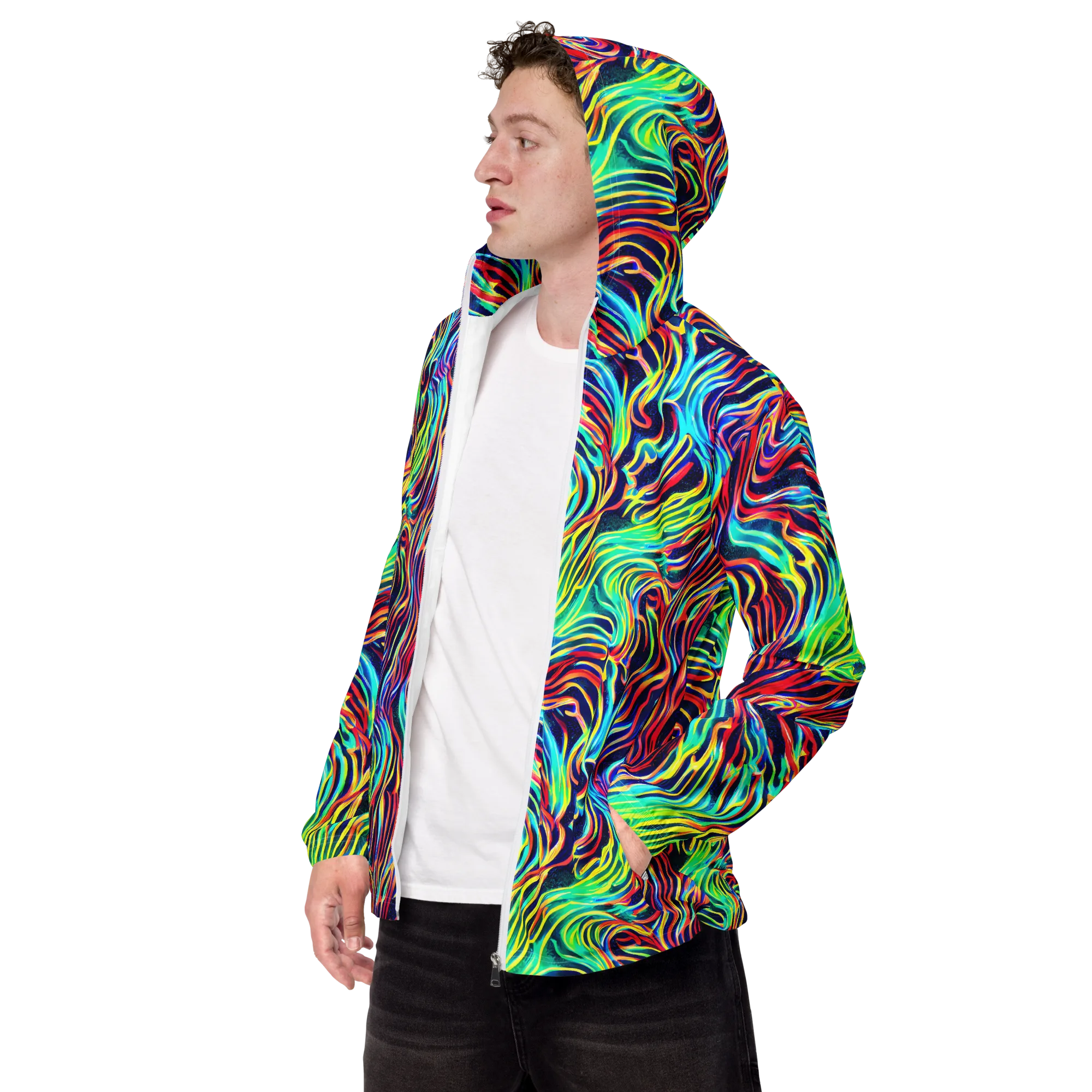 Cobalt Ribbon Reef on Men's Windbreaker — Left Front