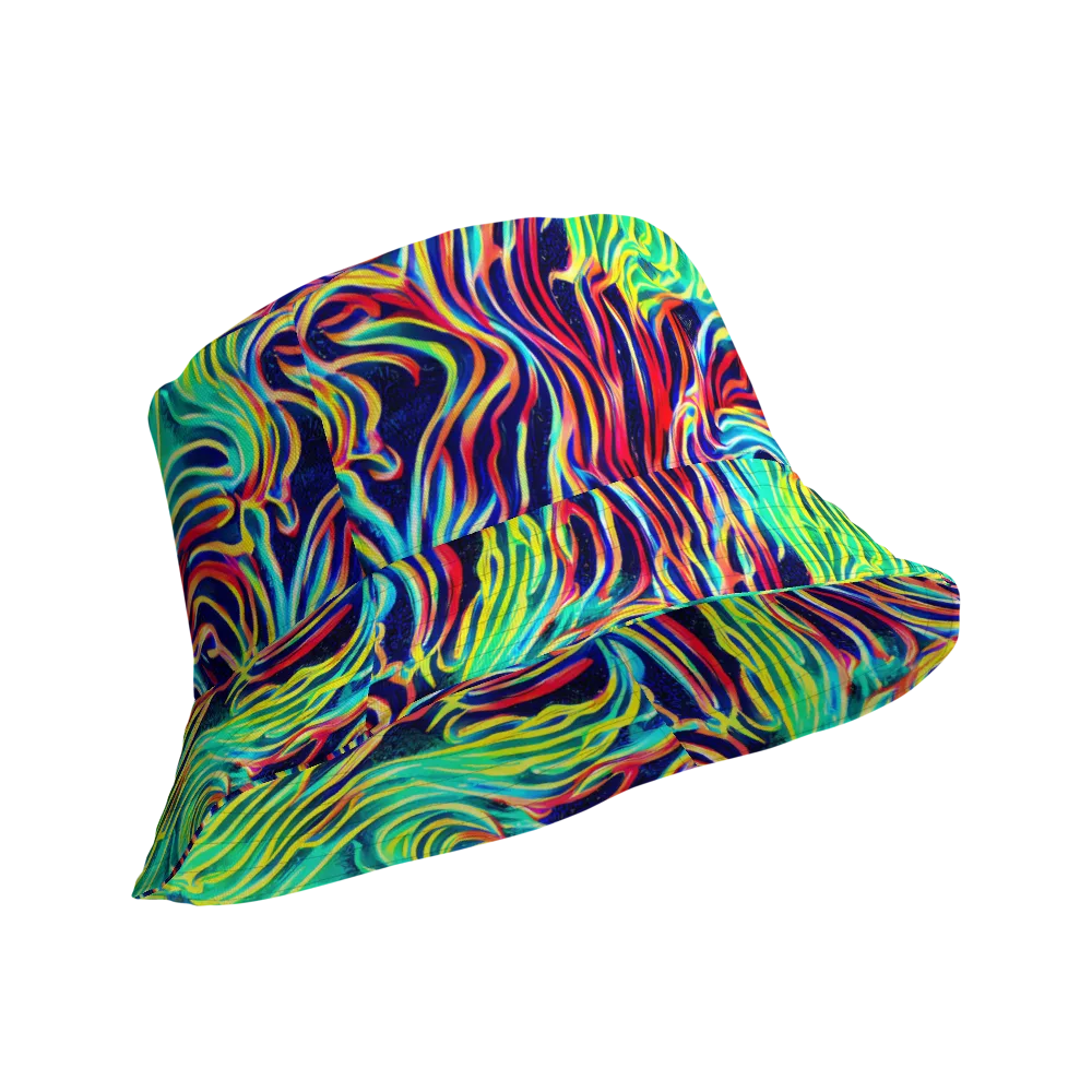 Cobalt Ribbon Reef on Reversible Bucket Hat — Product details Outside