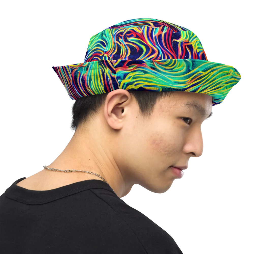 Cobalt Ribbon Reef on Reversible Bucket Hat — Right Outside