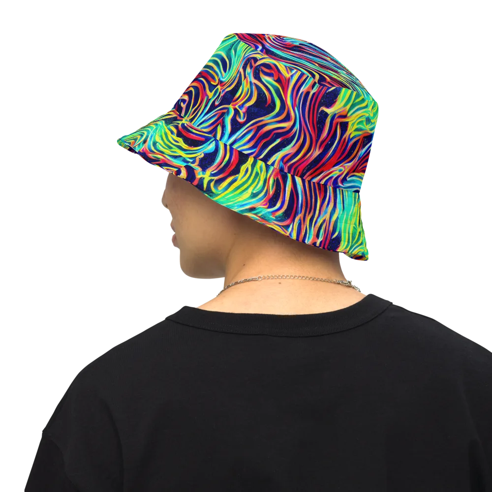 Cobalt Ribbon Reef on Reversible Bucket Hat — Back Inside