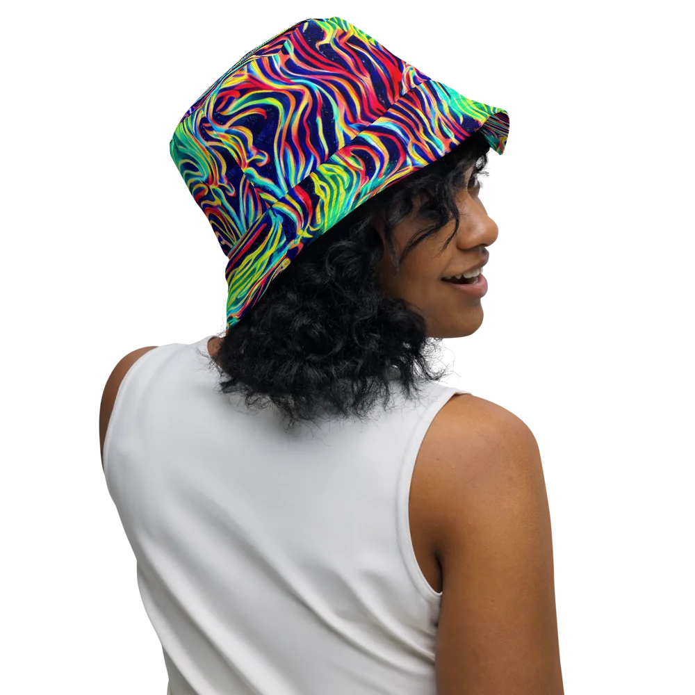 Cobalt Ribbon Reef on Reversible Bucket Hat — Right Outside