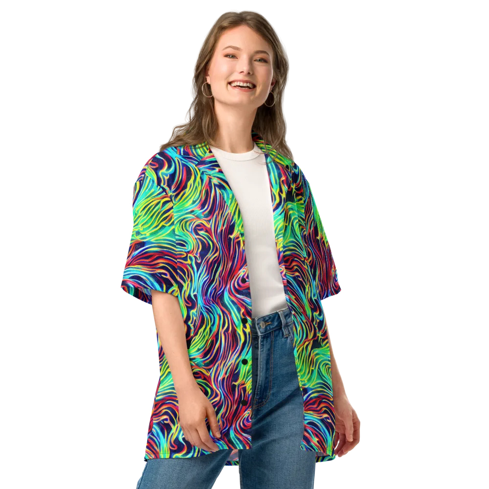 Cobalt Ribbon Reef on Button Shirt — Front