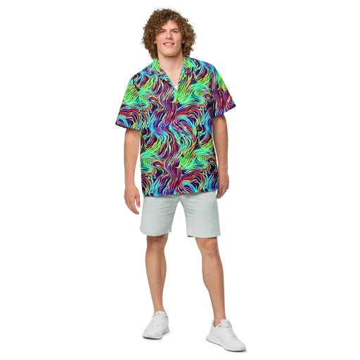 Cobalt Ribbon Reef on a Button Shirt