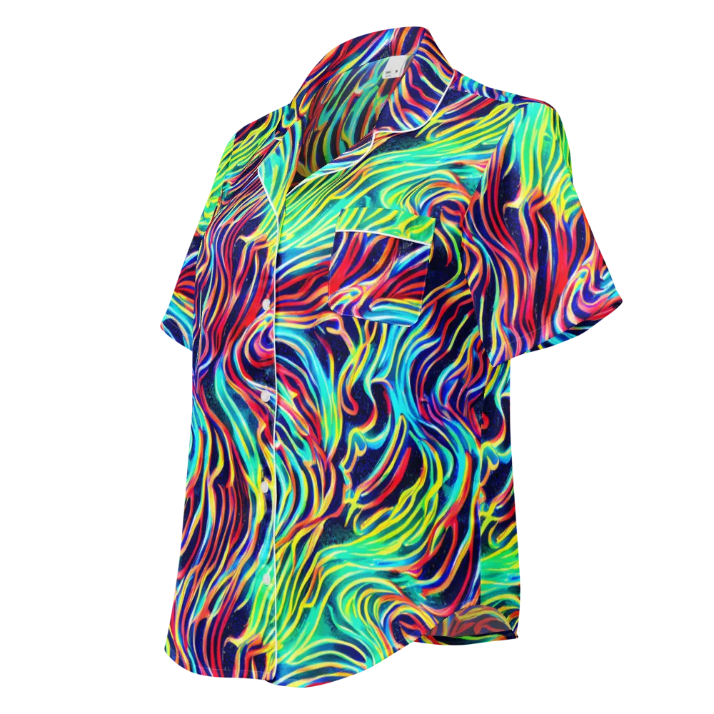 Cobalt Ribbon Reef on Women's Short Sleeve Pajama Top — Left Front