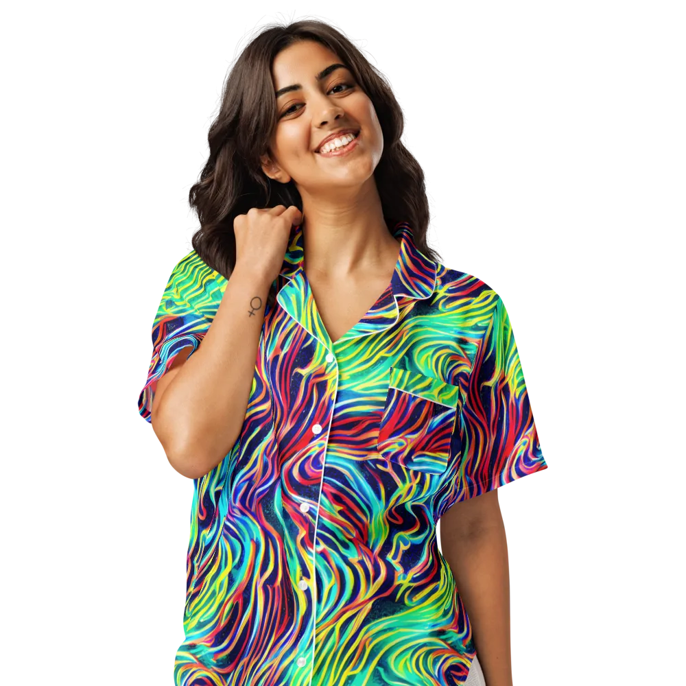 Cobalt Ribbon Reef on Women's Short Sleeve Pajama Top — Front
