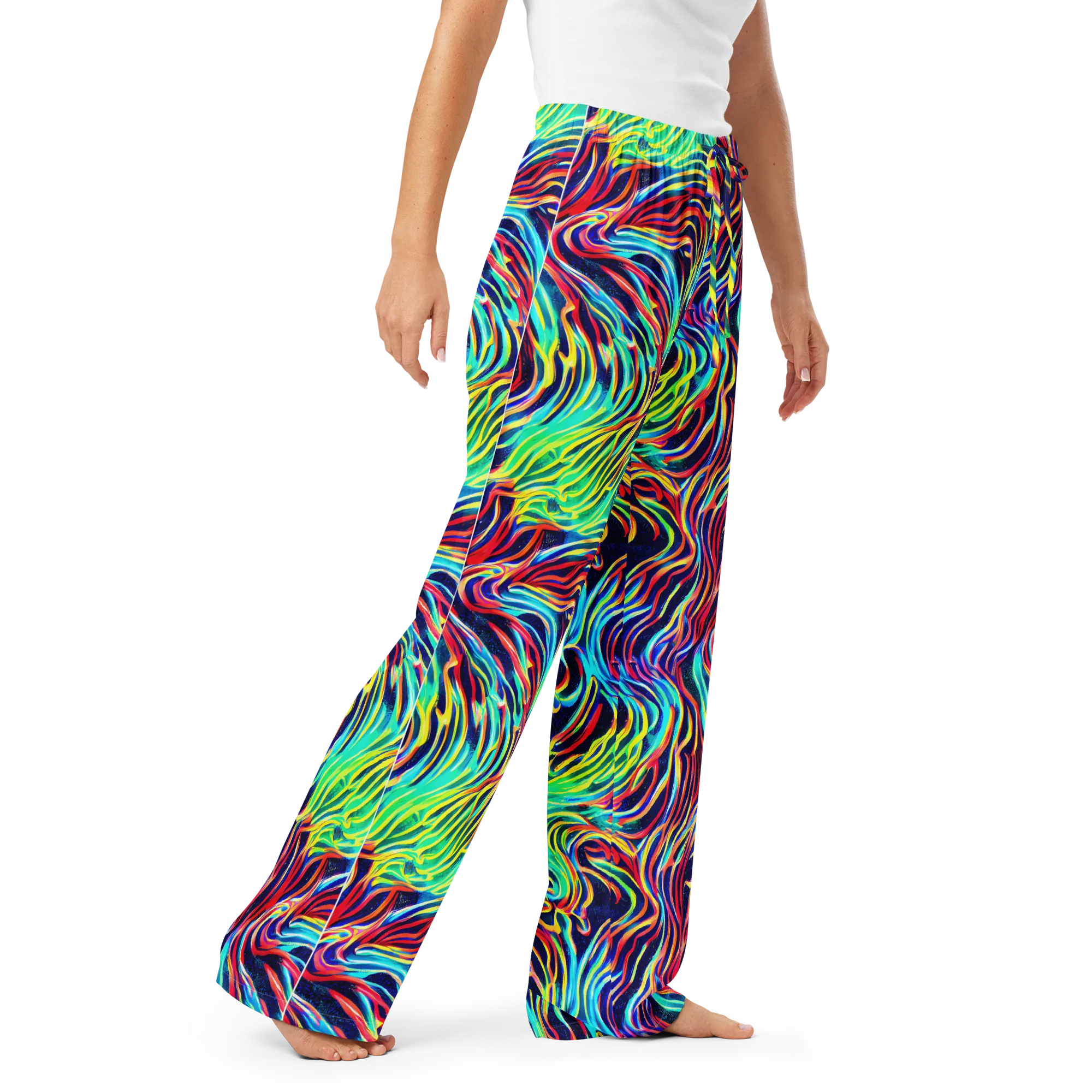 Cobalt Ribbon Reef on Women's Pajama Pants — Right Front