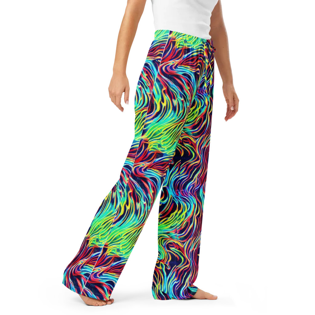 Cobalt Ribbon Reef on Women's Pajama Pants — Right Front