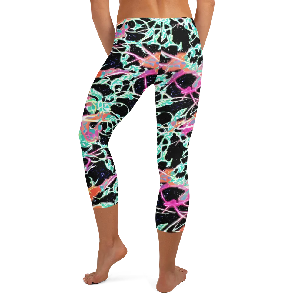 Pixel Lagoon on Capri Leggings — Back
