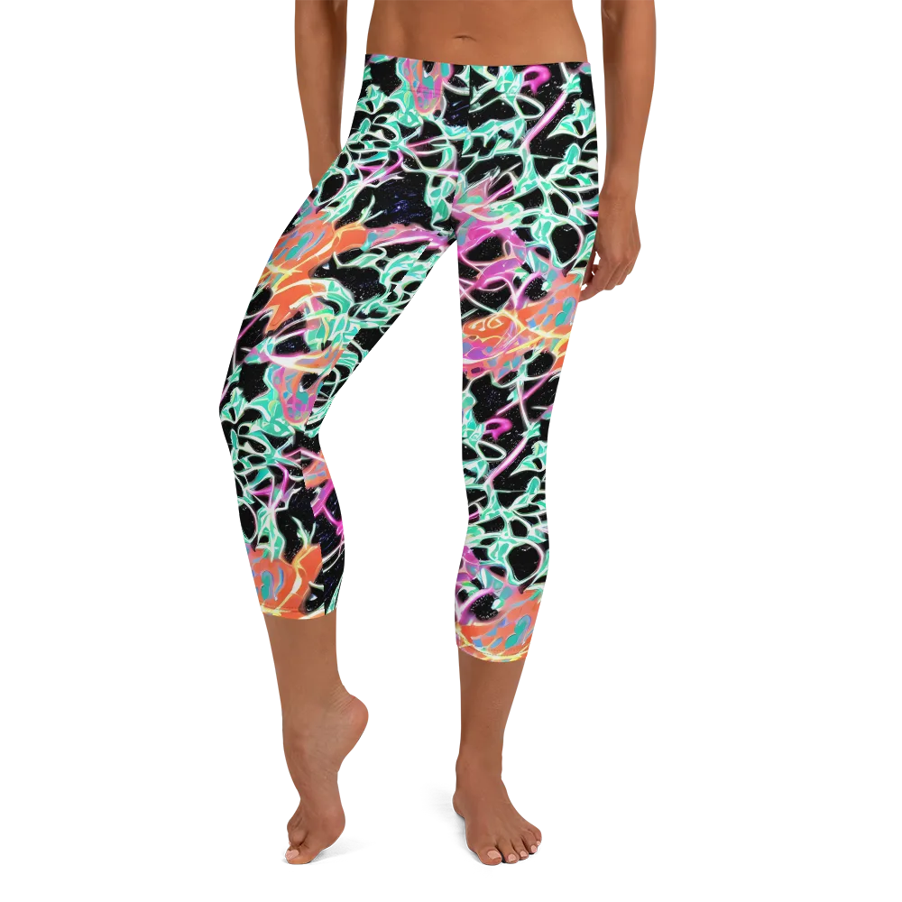 Pixel Lagoon on Capri Leggings — Front