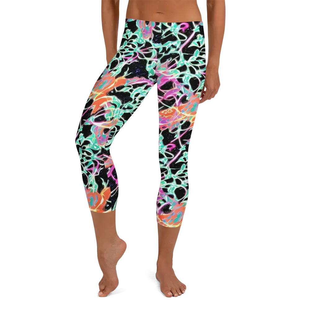 Pixel Lagoon on Capri Leggings — Front