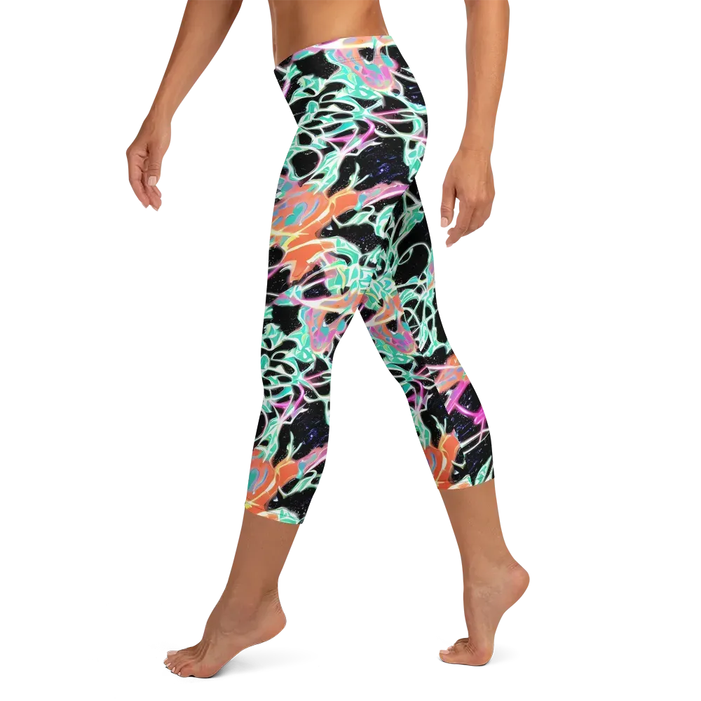 Pixel Lagoon on Capri Leggings — Left