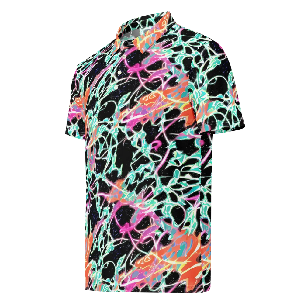 Pixel Lagoon on Men's Slim Fit Polo Shirt — Left Front