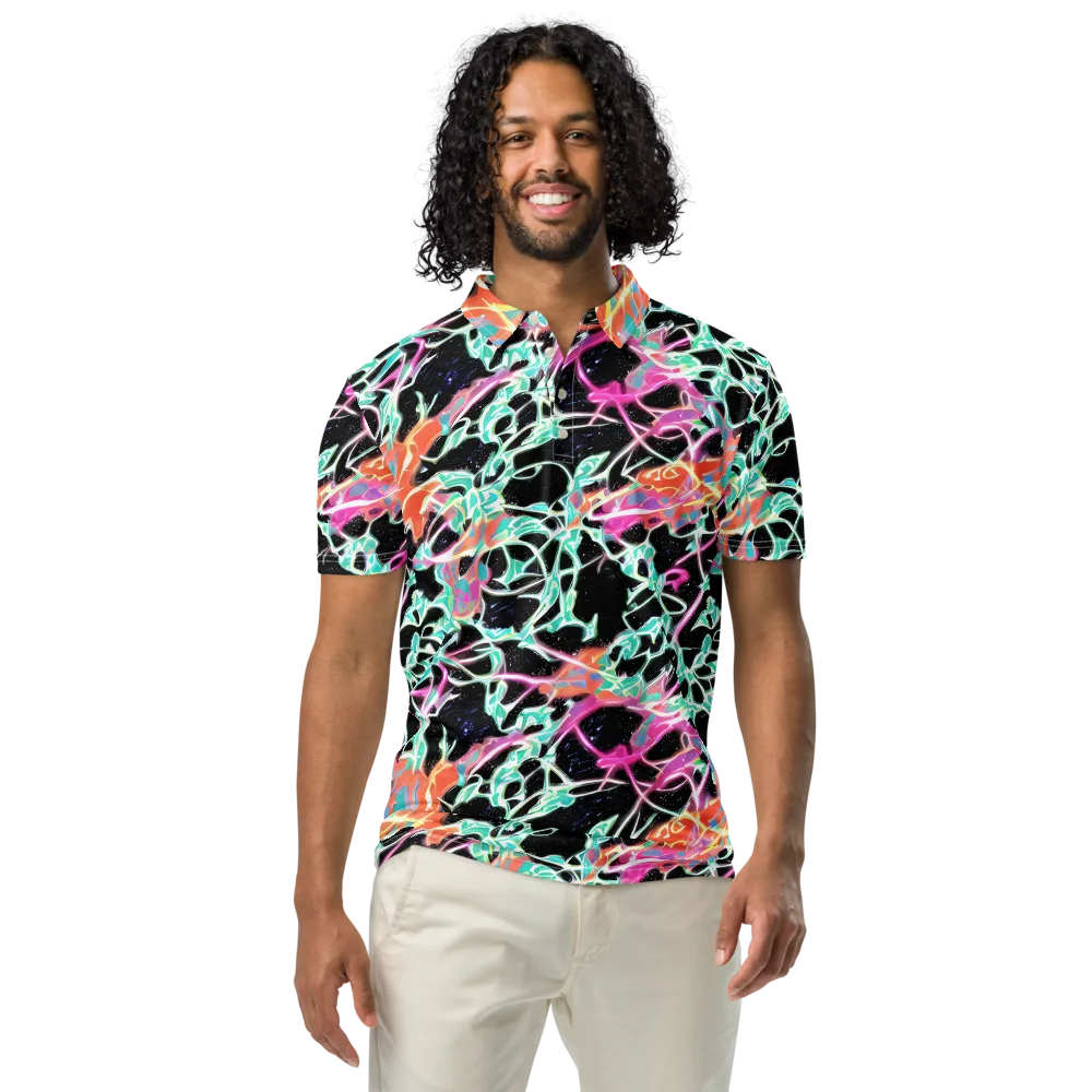 Pixel Lagoon on Men's Slim Fit Polo Shirt — Front