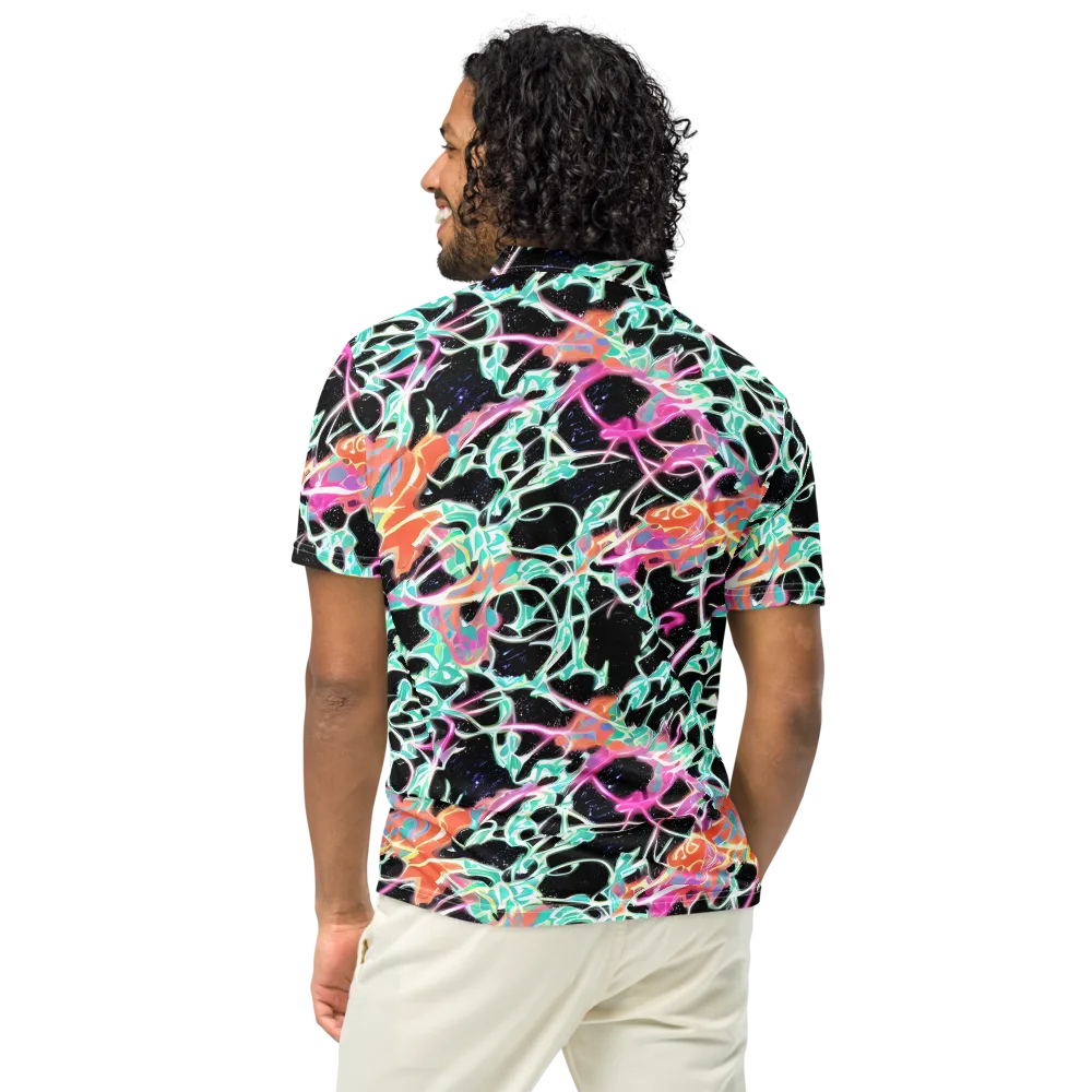 Pixel Lagoon on Men's Slim Fit Polo Shirt — Back