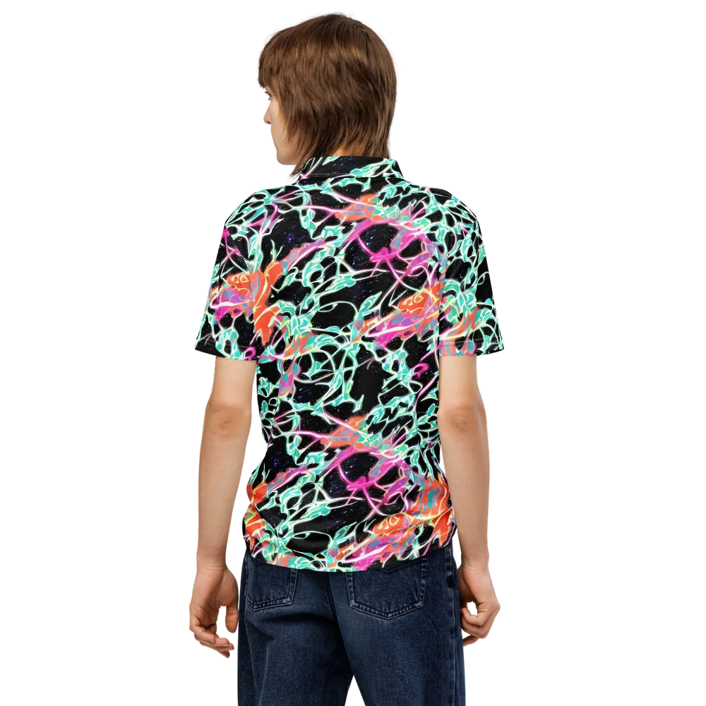 Pixel Lagoon on Men's Slim Fit Polo Shirt — Back