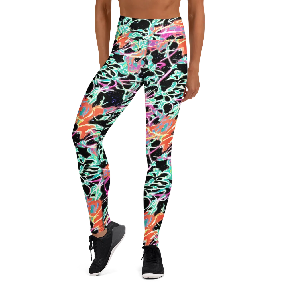 Pixel Lagoon on Yoga Leggings — Front