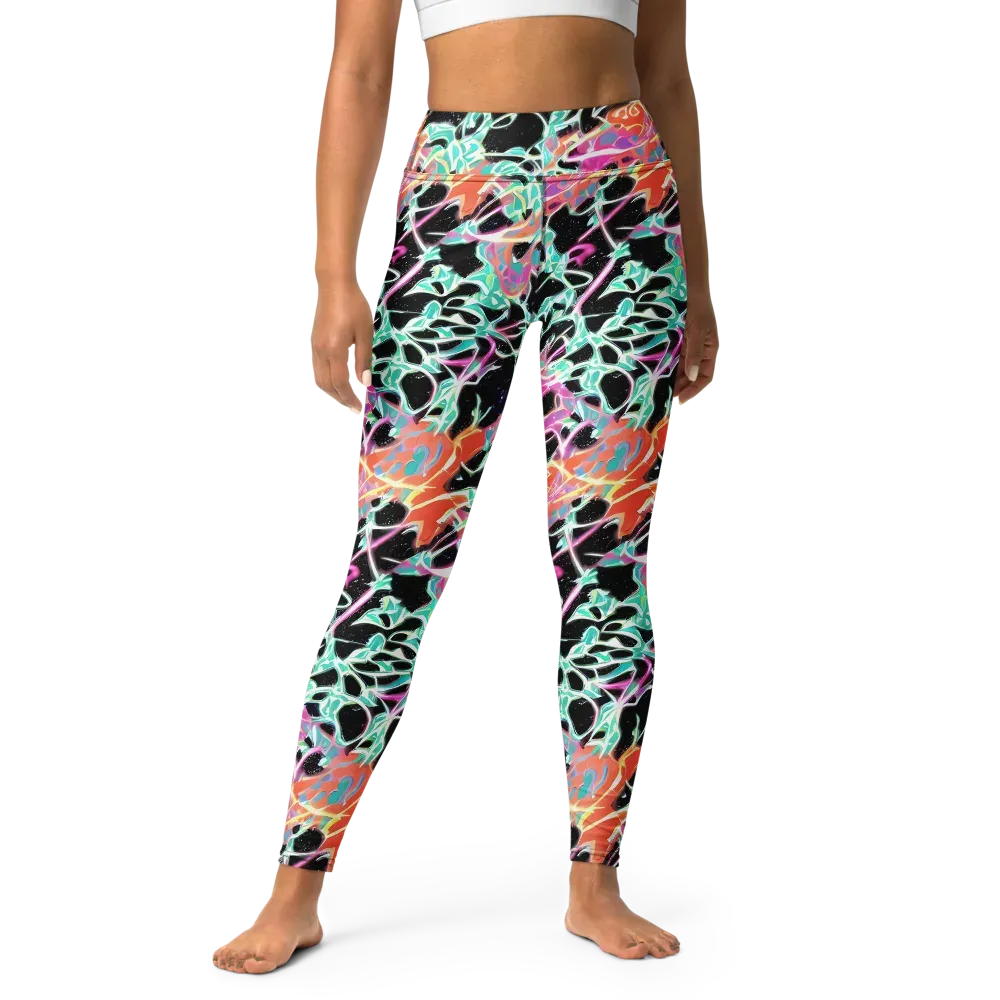 Pixel Lagoon on Yoga Leggings — Front